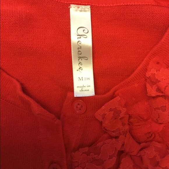 Girls red cardigan - Picture 2 of 3